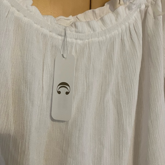 Women's Ivory  XL Off-Shoulder Summer 100% Rayon Top - Picture 3 of 5